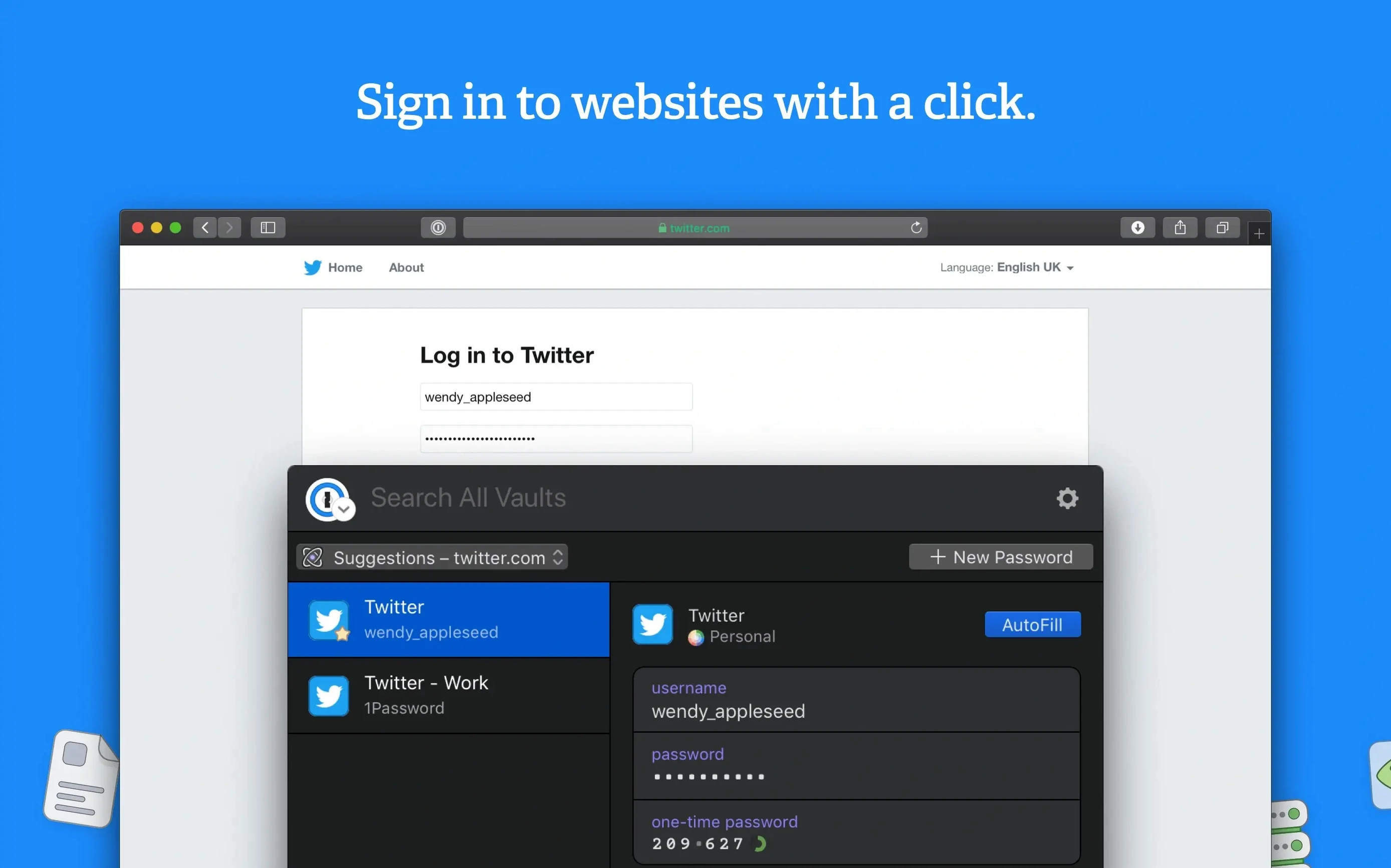 1Password — tour 3 1Password toolbar view 3
