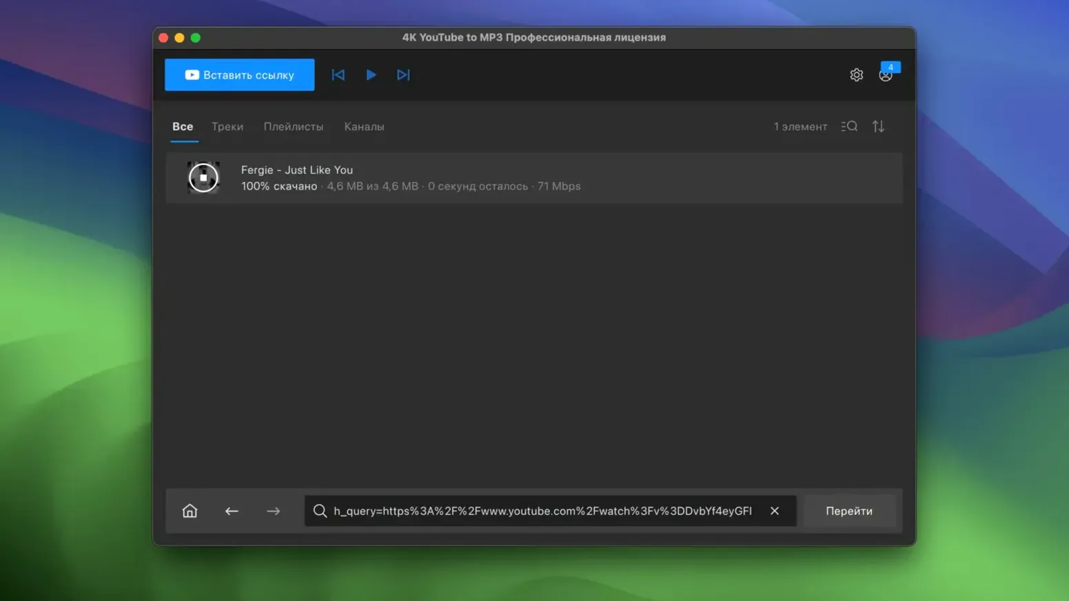 4K YouTube to MP3 toolbar view 4