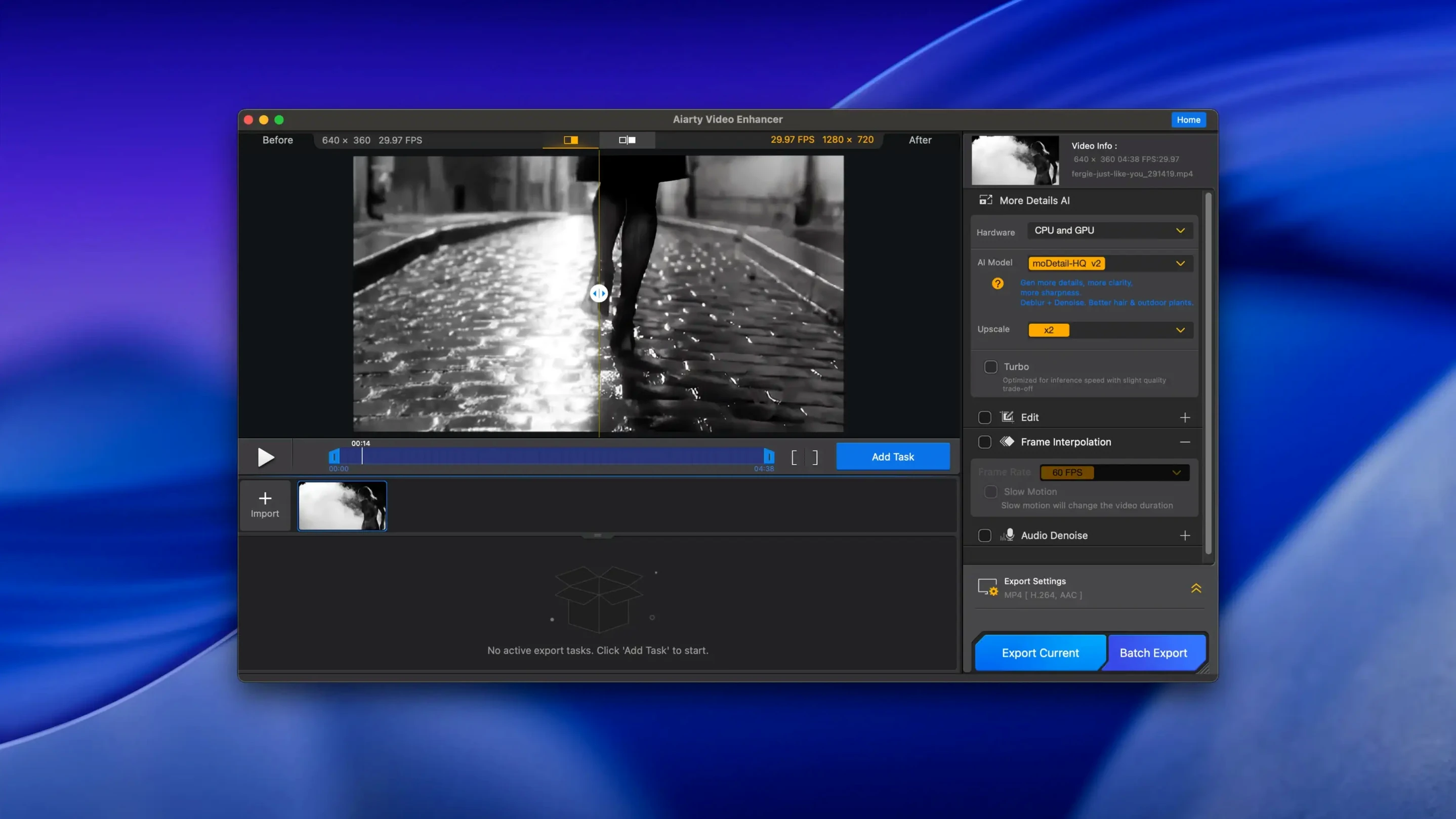 Aiarty Video Enhancer — tour 2 Aiarty Video Enhancer toolbar view 2