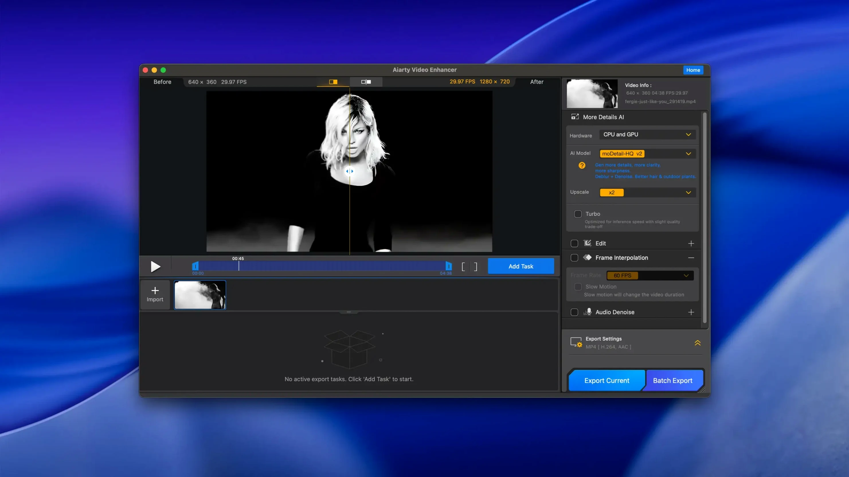 Aiarty Video Enhancer — tour 3 Aiarty Video Enhancer toolbar view 3