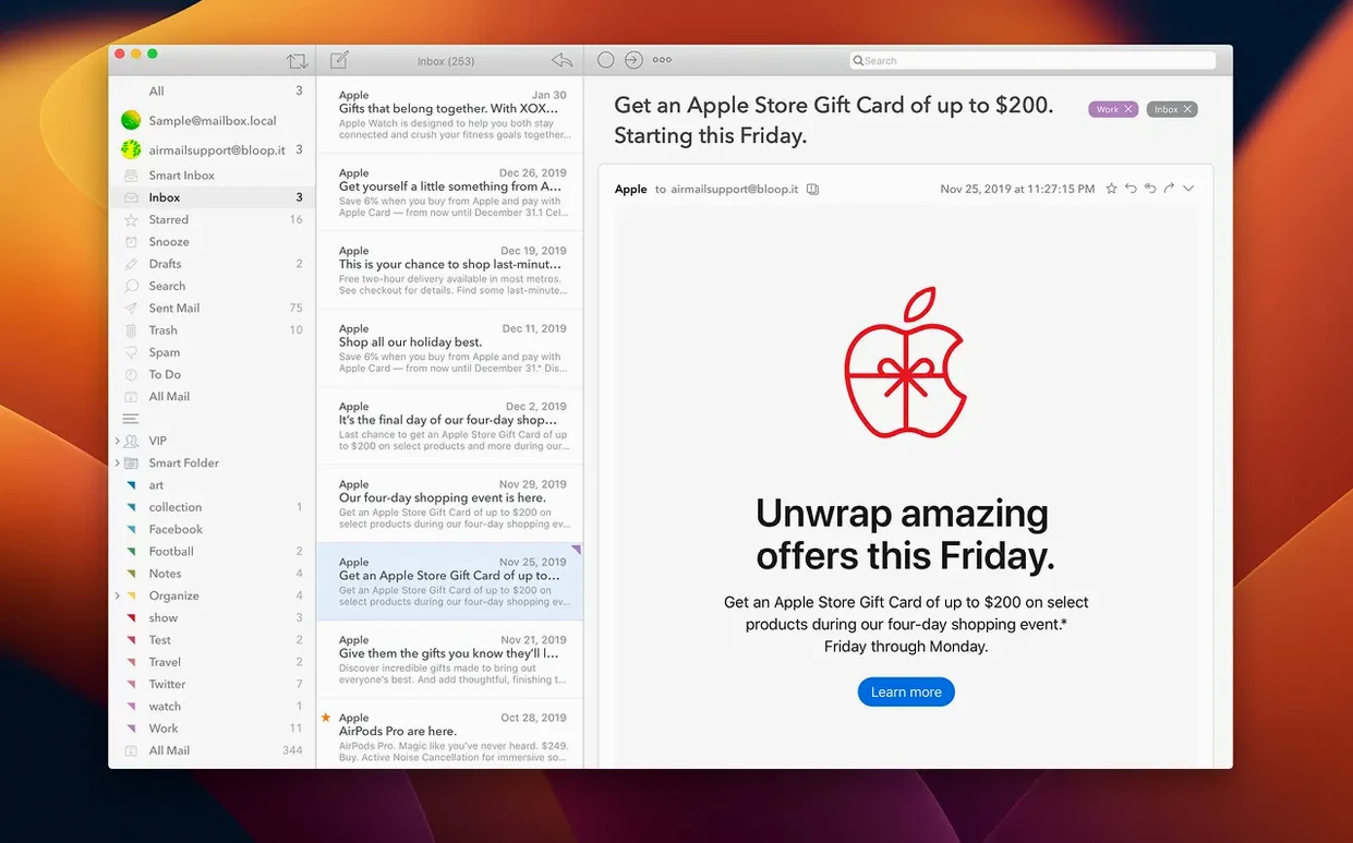 Airmail 5 — tour 3 Airmail 5 toolbar view 3
