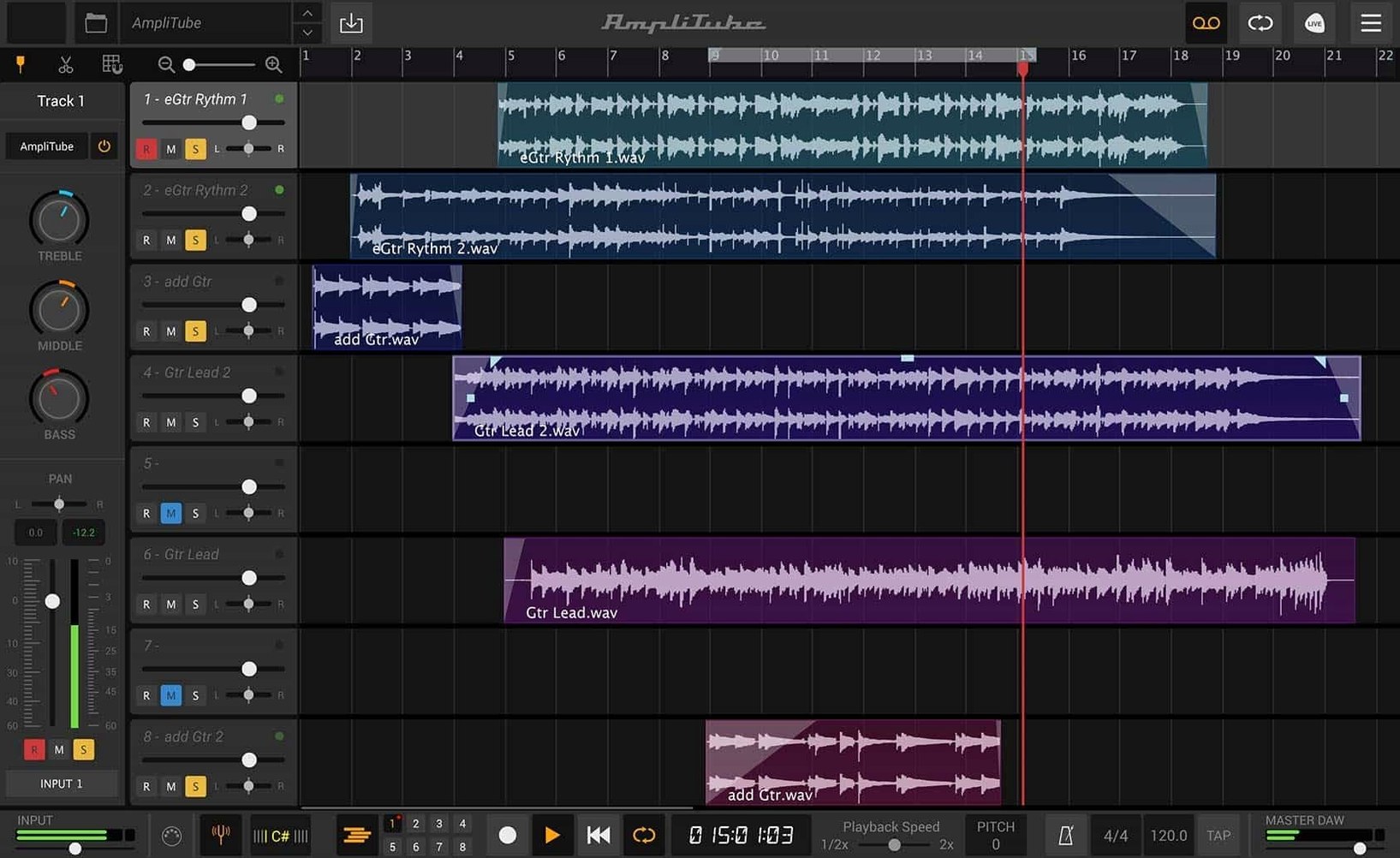 AmpliTube — tour 2 AmpliTube toolbar view 2