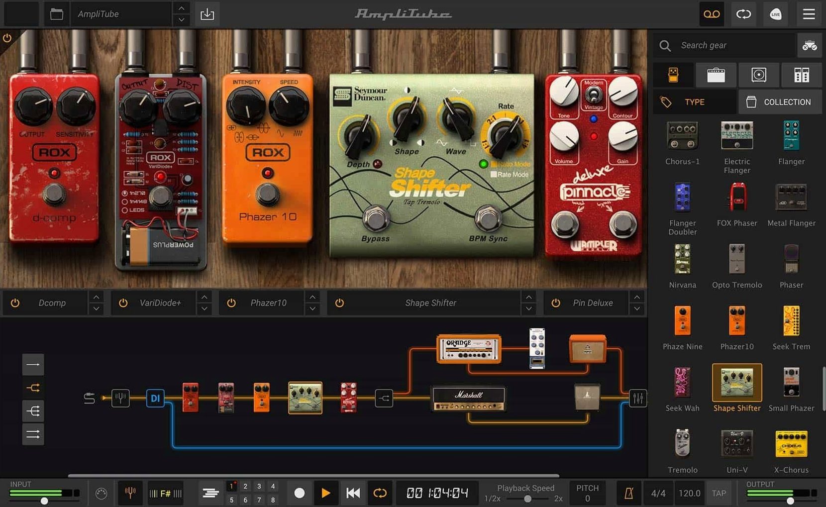 AmpliTube — tour 3 AmpliTube toolbar view 3