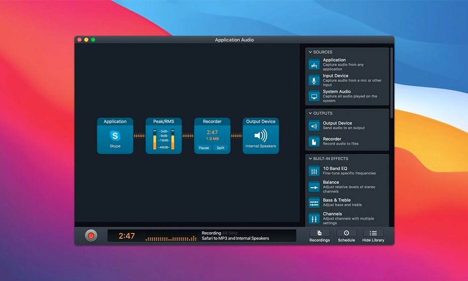 Audio Hijack — tour 2 Audio Hijack toolbar view 2