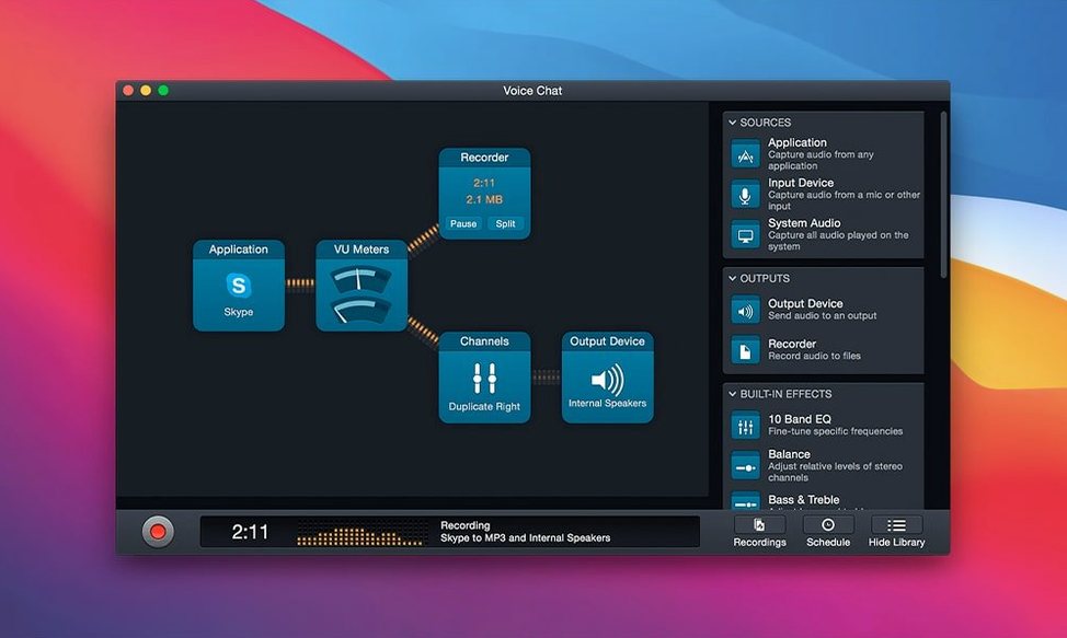 Audio Hijack — tour 3 Audio Hijack toolbar view 3