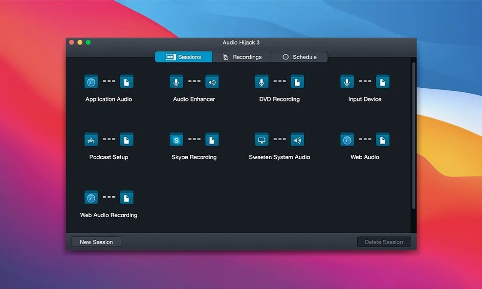 Audio Hijack — tour 4 Audio Hijack toolbar view 4