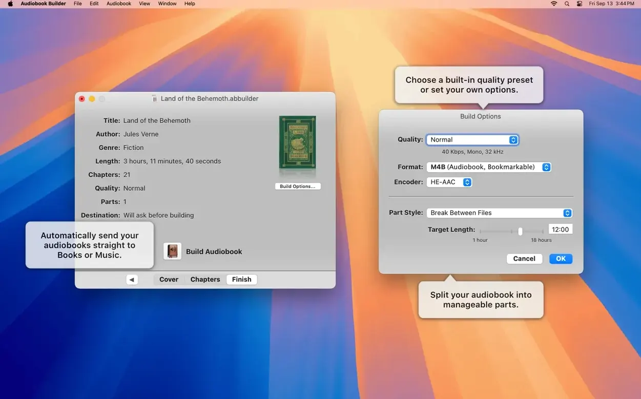 Screen 2 of Audiobook Builder