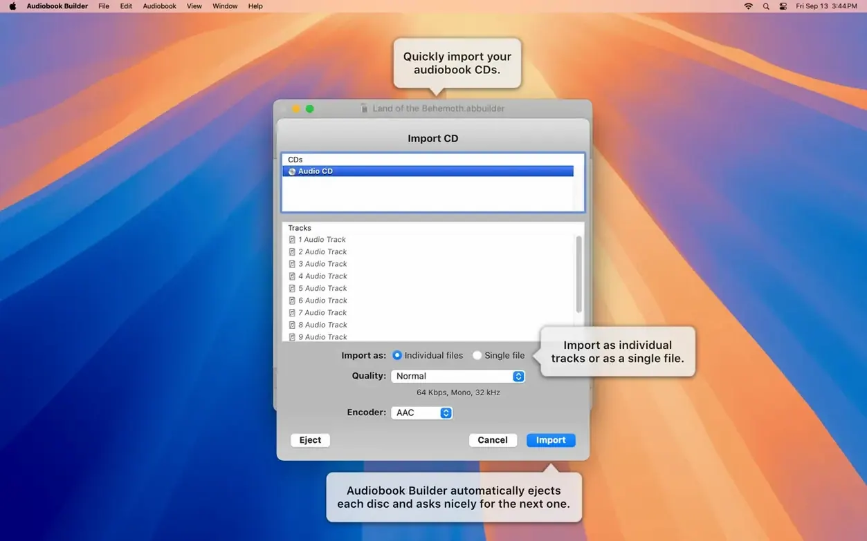 Screen 3 of Audiobook Builder