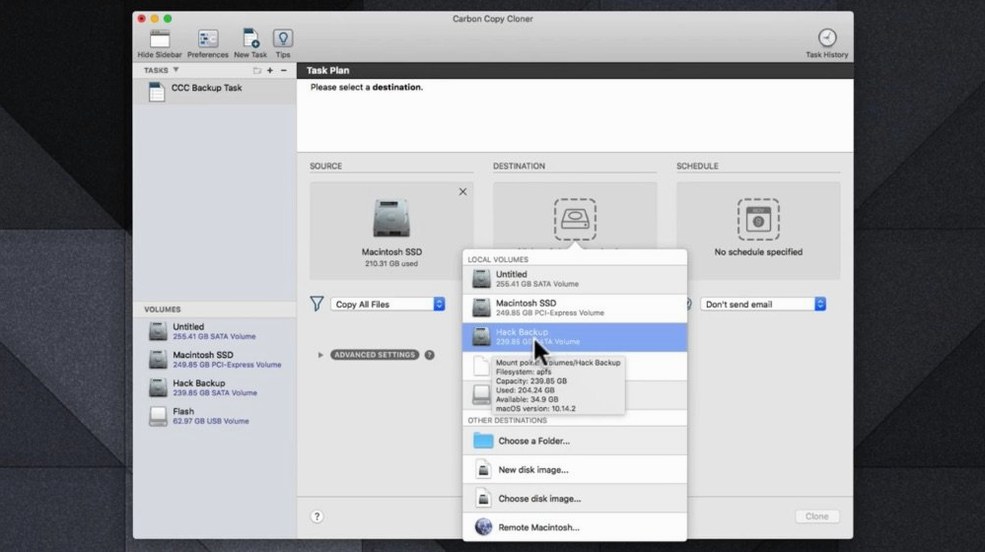Carbon Copy Cloner image 3 of 4 Screen 3 of Carbon Copy Cloner