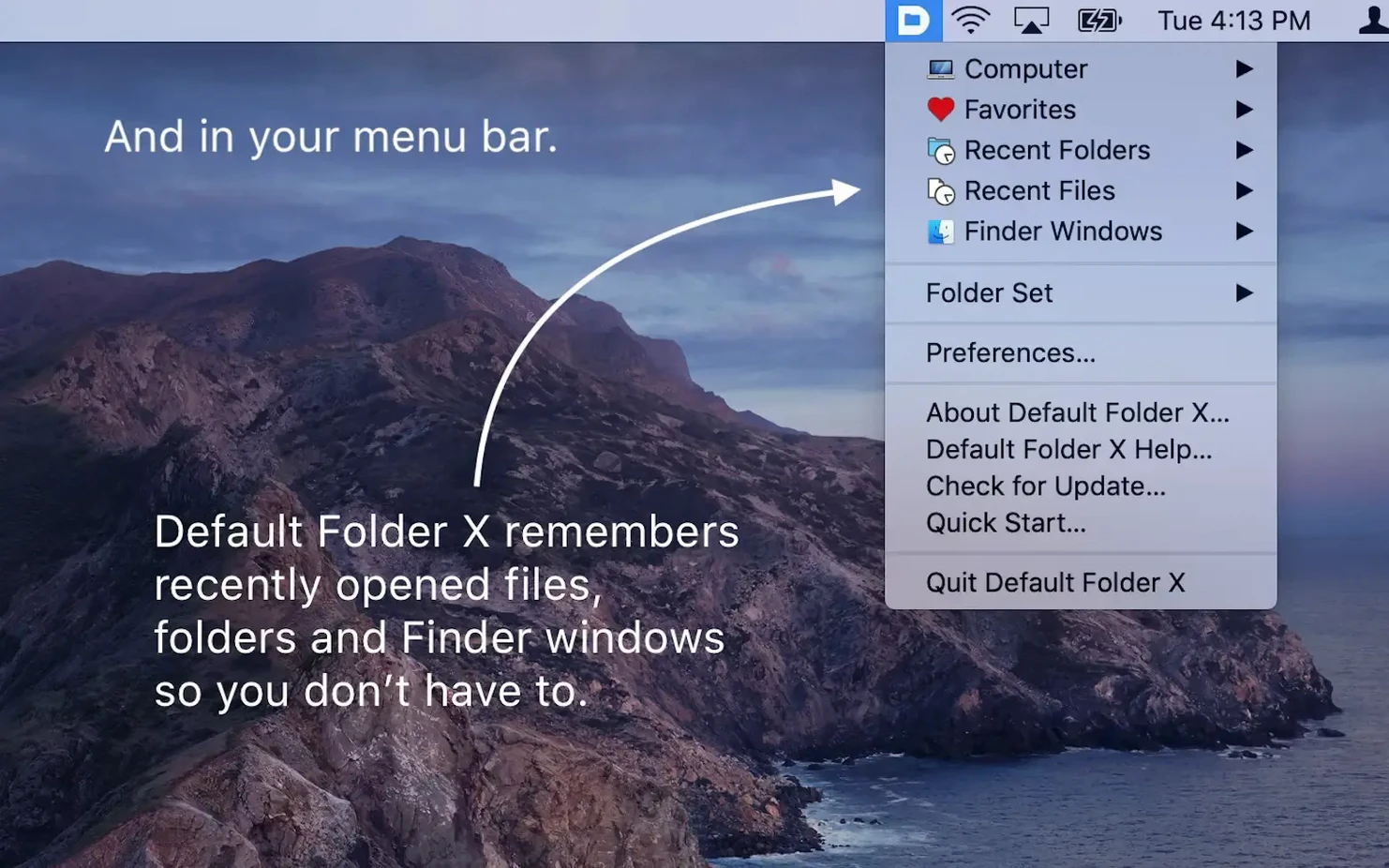 Default Folder — tour 2 Default Folder toolbar view 2