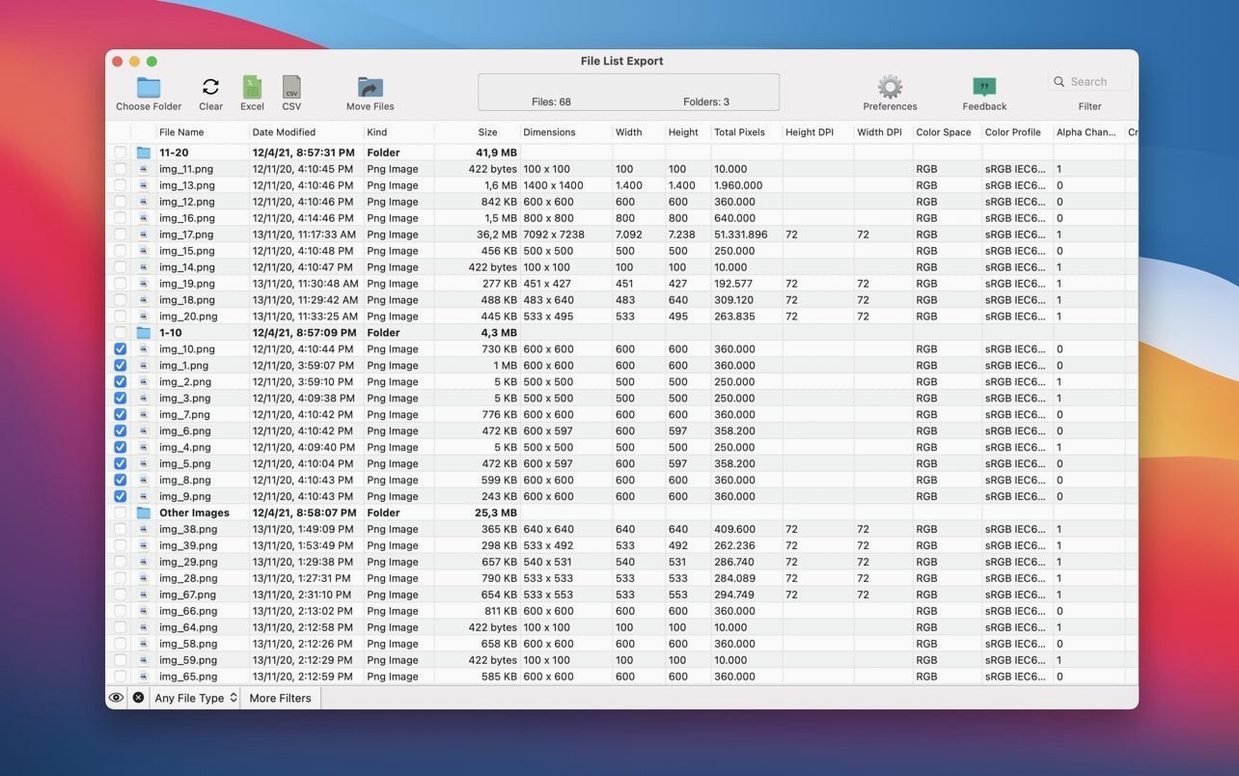 file list export crack mac: workspace view