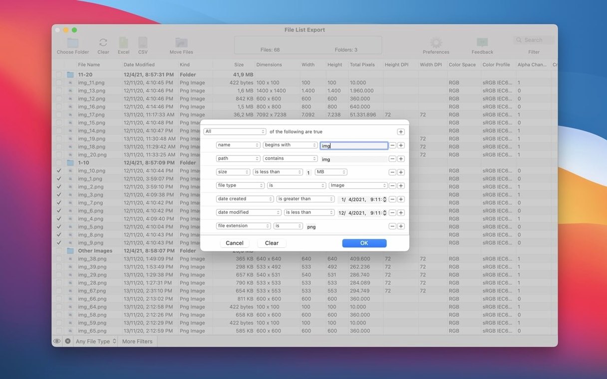 Screen 2 of File List Export