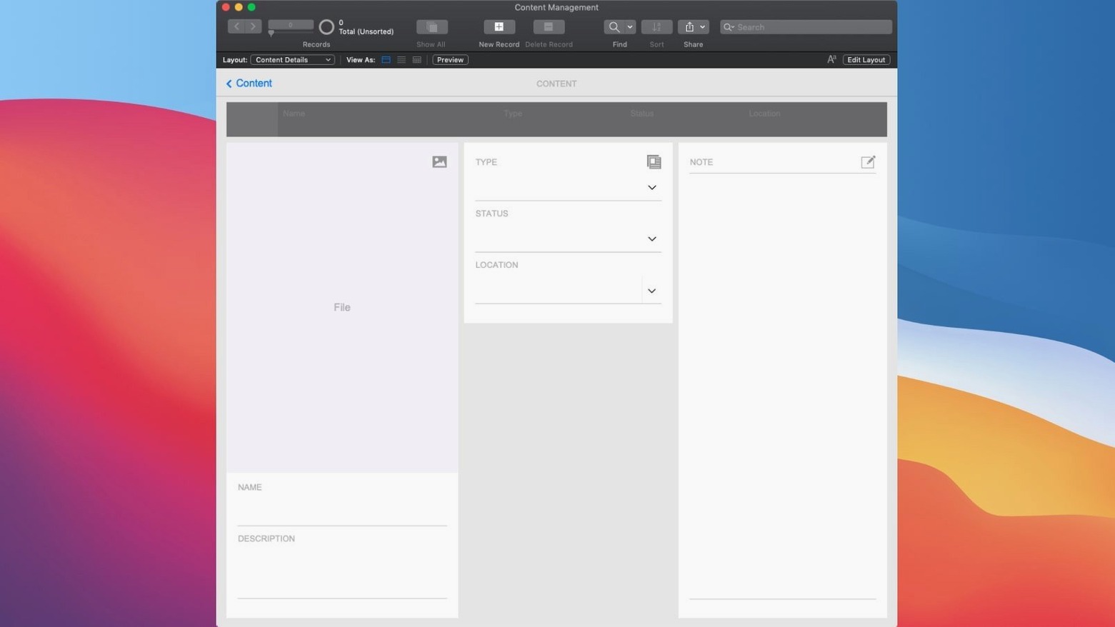 FileMaker Pro — tour 2 FileMaker Pro toolbar view 2