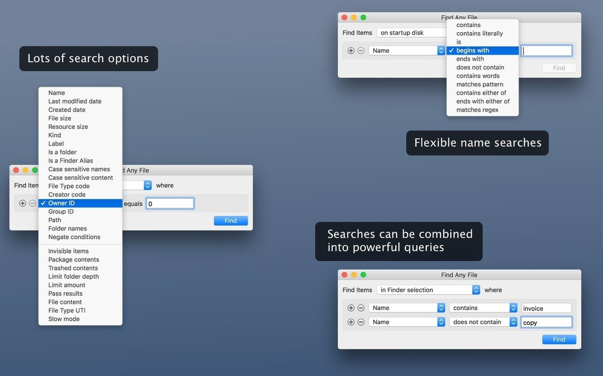 Find Any File — tour 4 Find Any File toolbar view 4