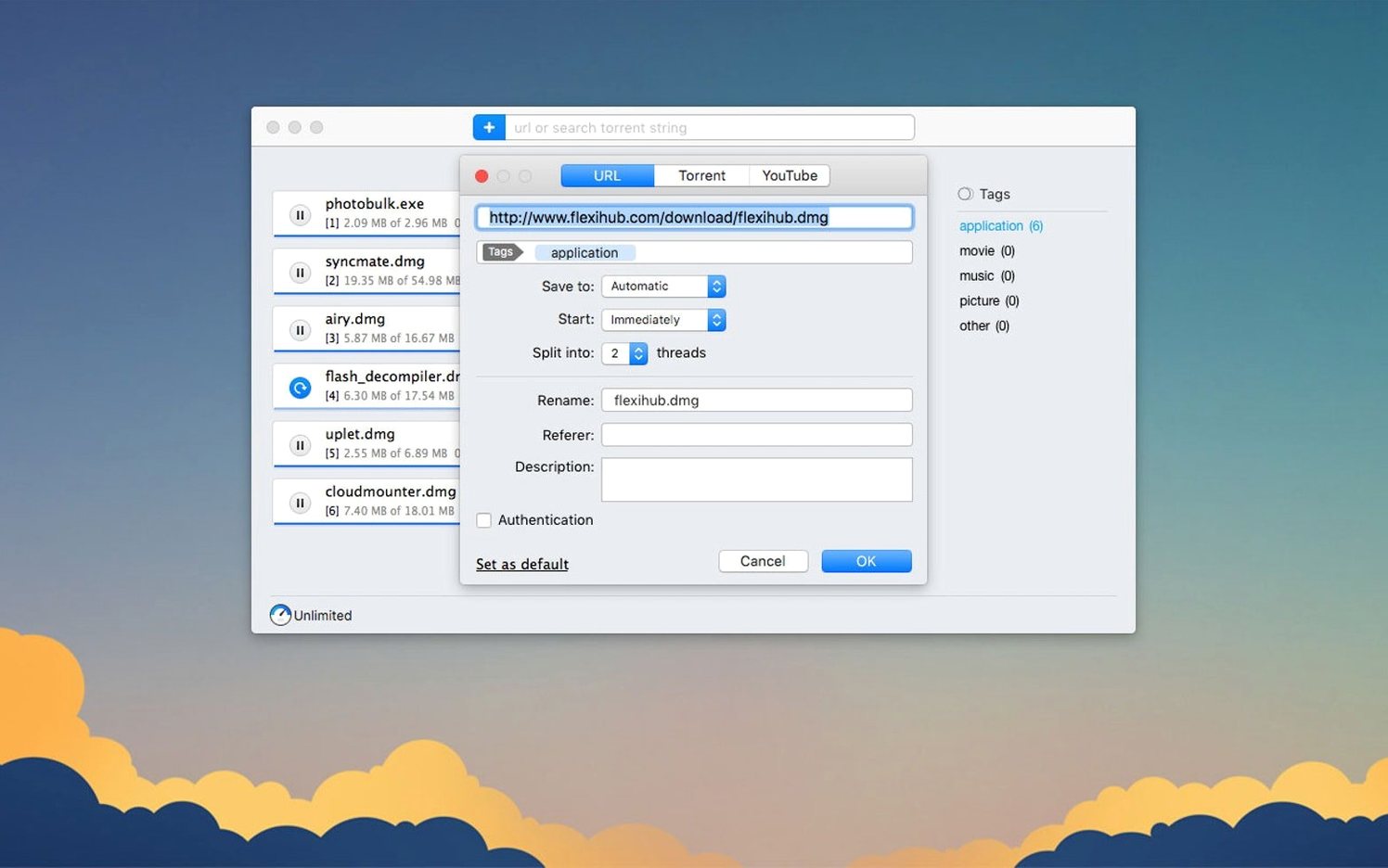 Folx Pro — tour 2 Folx Pro toolbar view 2