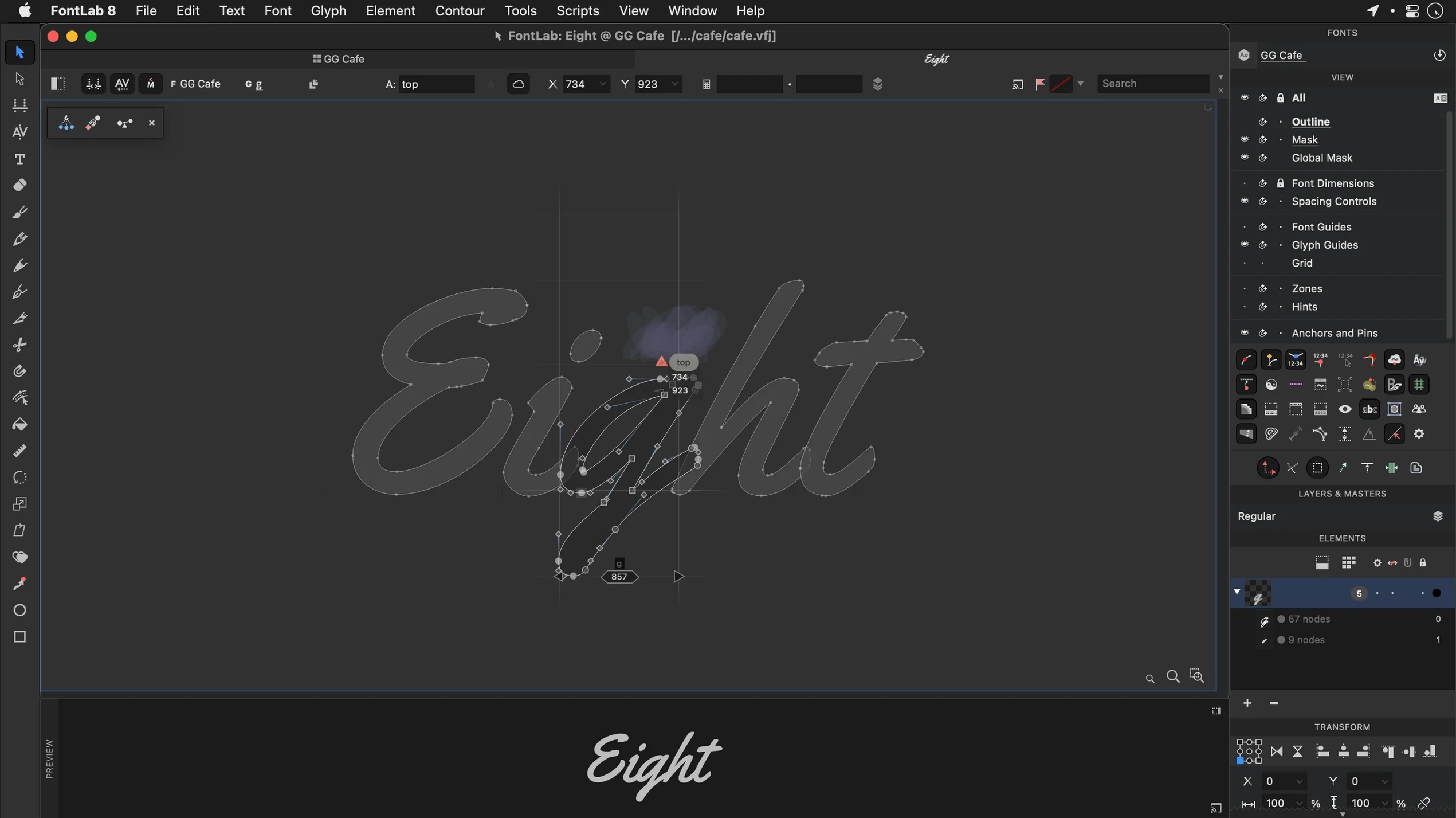 FontLab — tour 2 FontLab toolbar view 2