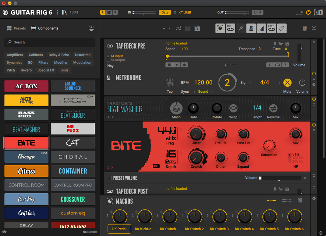 Guitar Rig — tour 2 Guitar Rig toolbar view 2