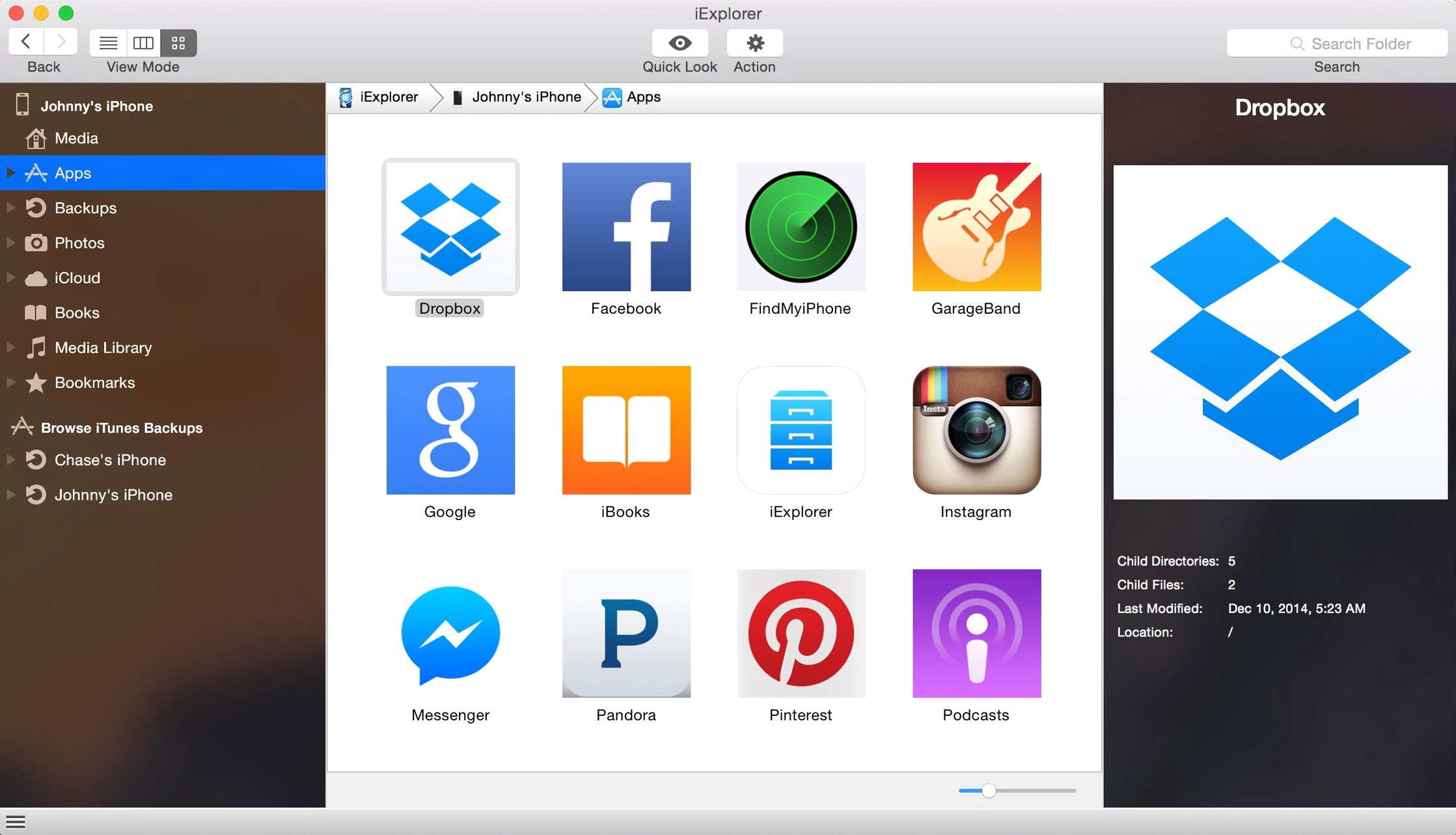 iExplorer — tour 1 iexplorer full: workspace view
