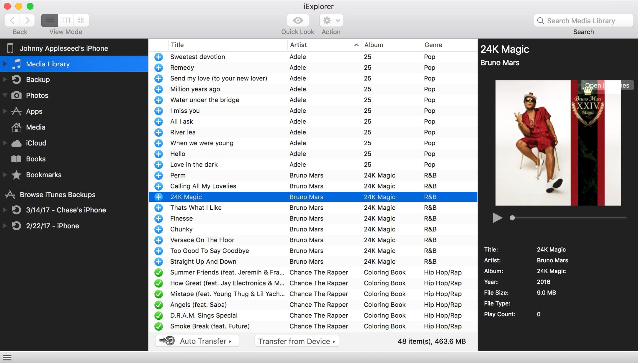 iExplorer — tour 3 iExplorer toolbar view 3