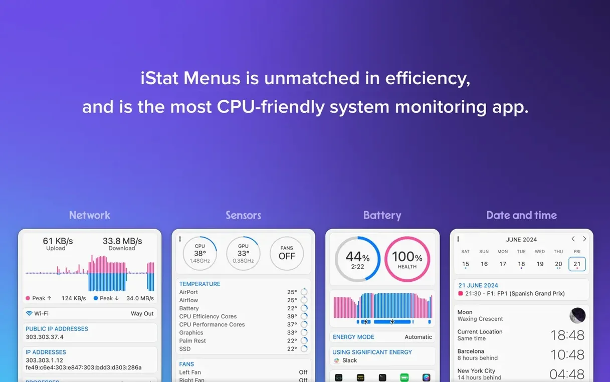 iStat Menus — tour 3 iStat Menus toolbar view 3