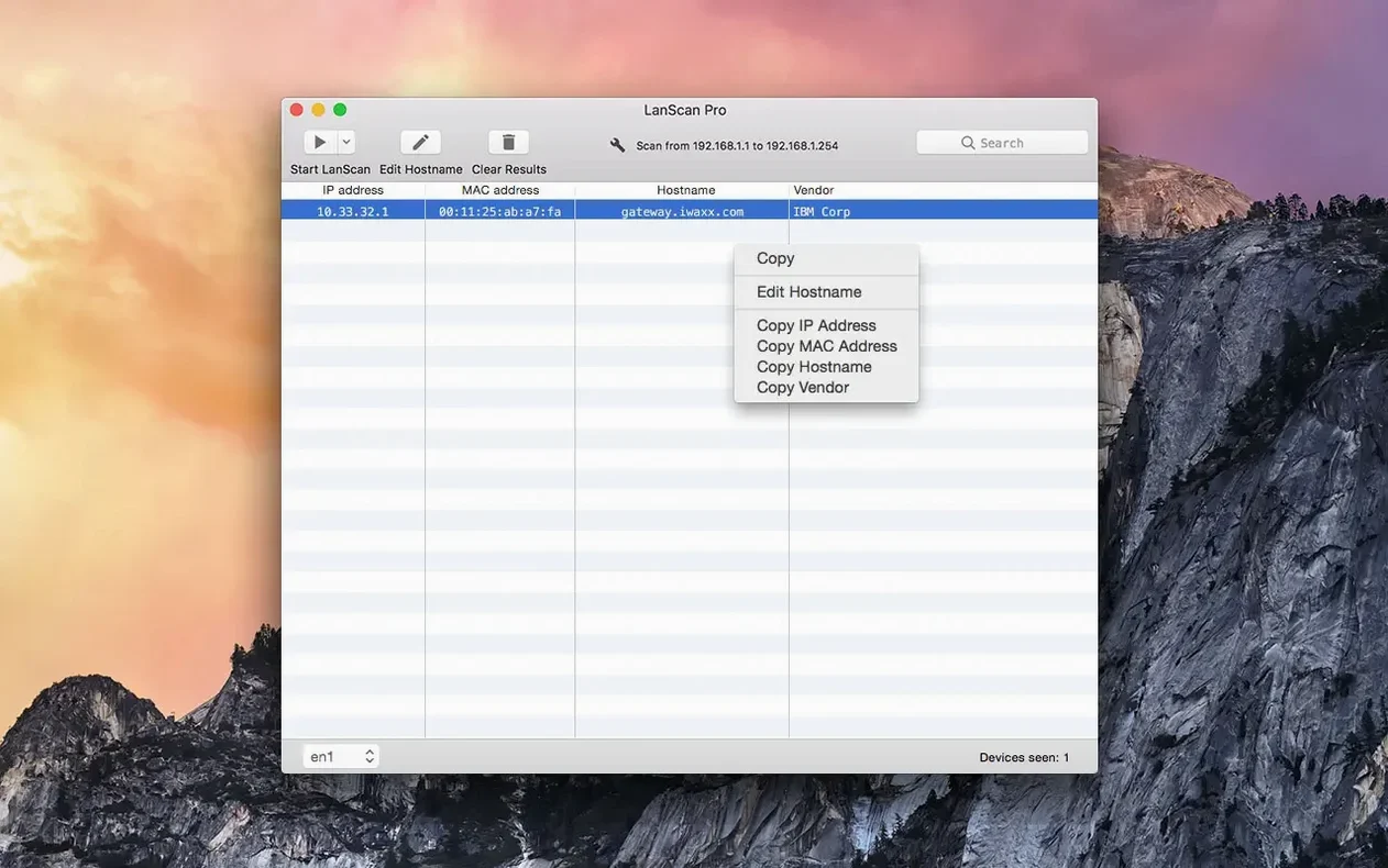 LanScan toolbar view 5