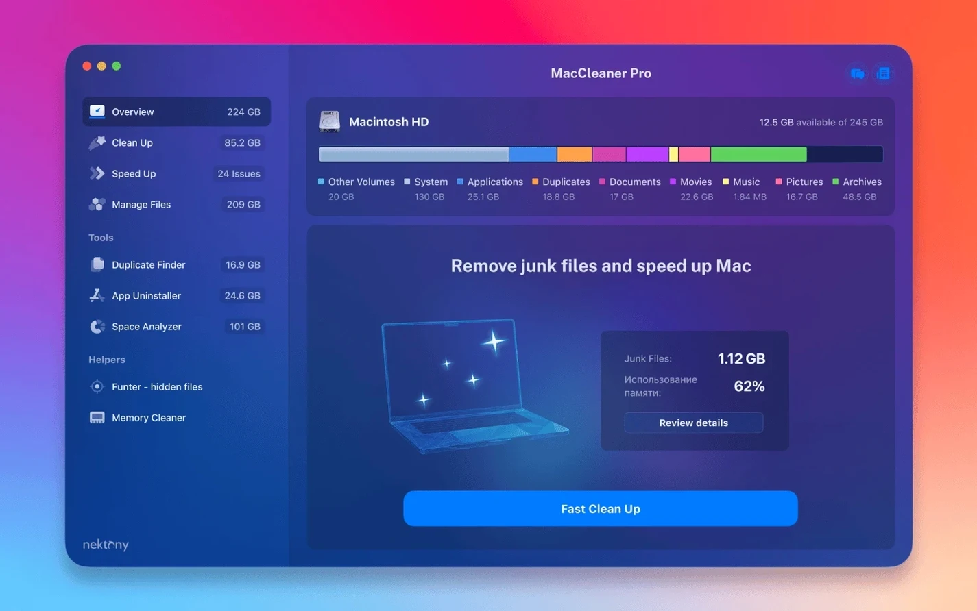 MacCleaner Pro — tour 1 maccleaner pro: workspace view