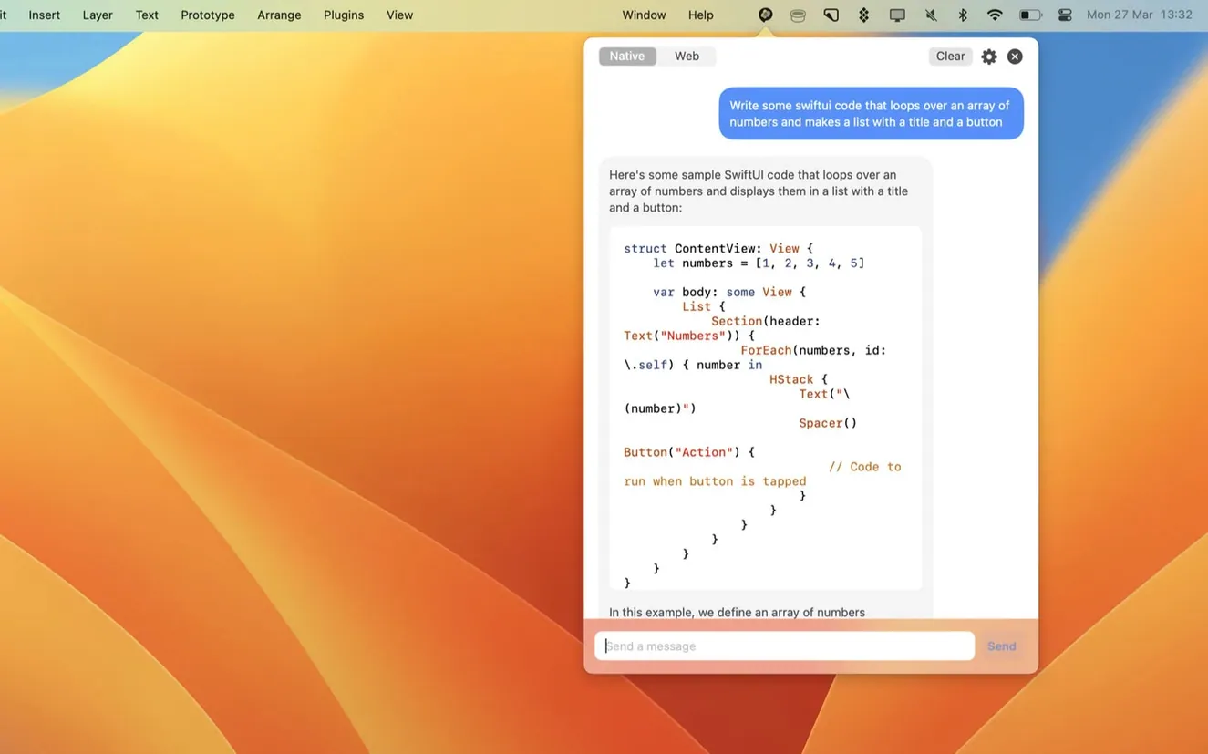 MacGPT toolbar view 3