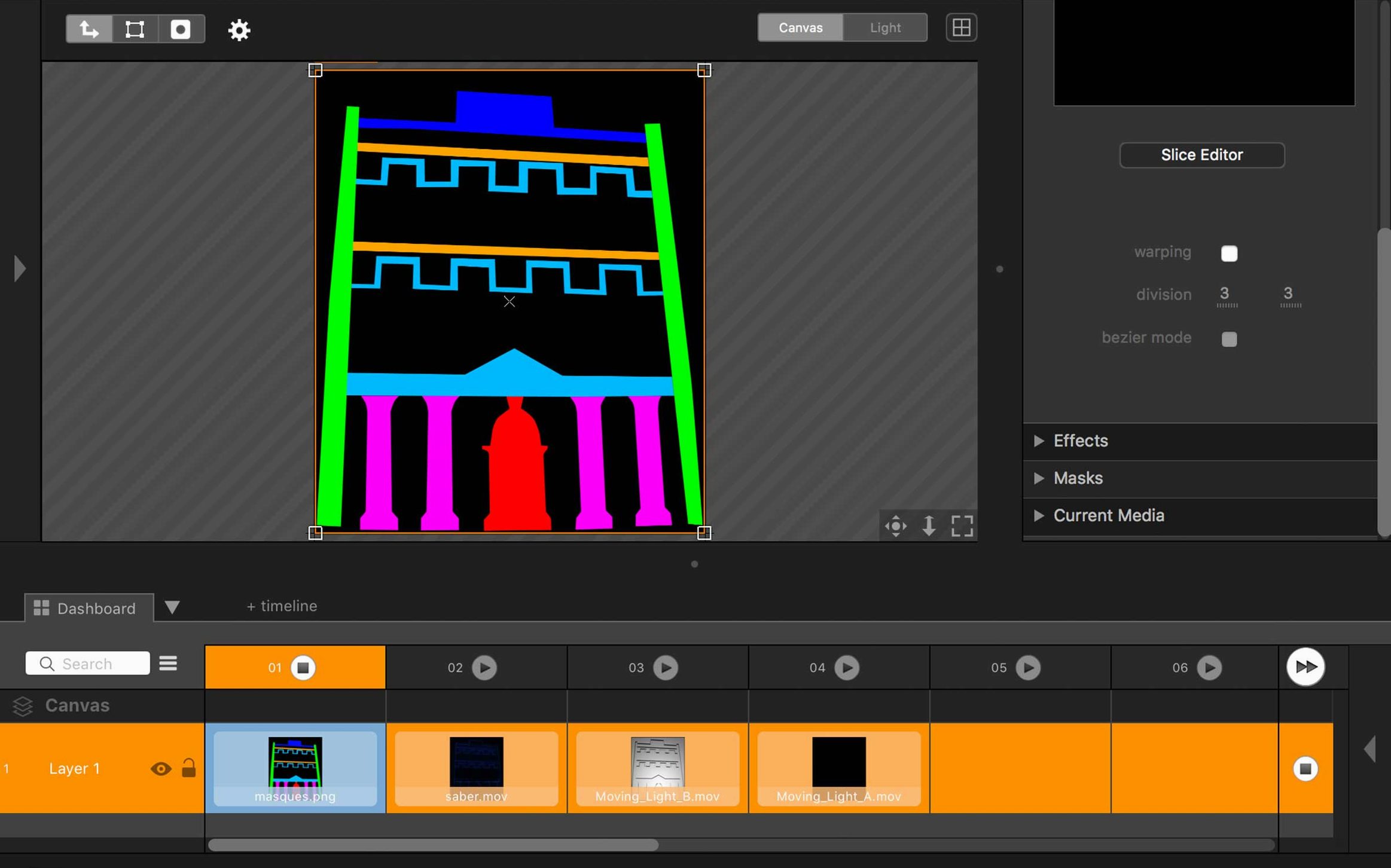 Millumin — tour 4 Millumin toolbar view 4