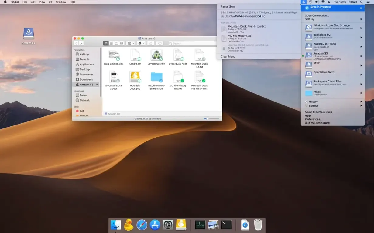 Mountain Duck toolbar view 2