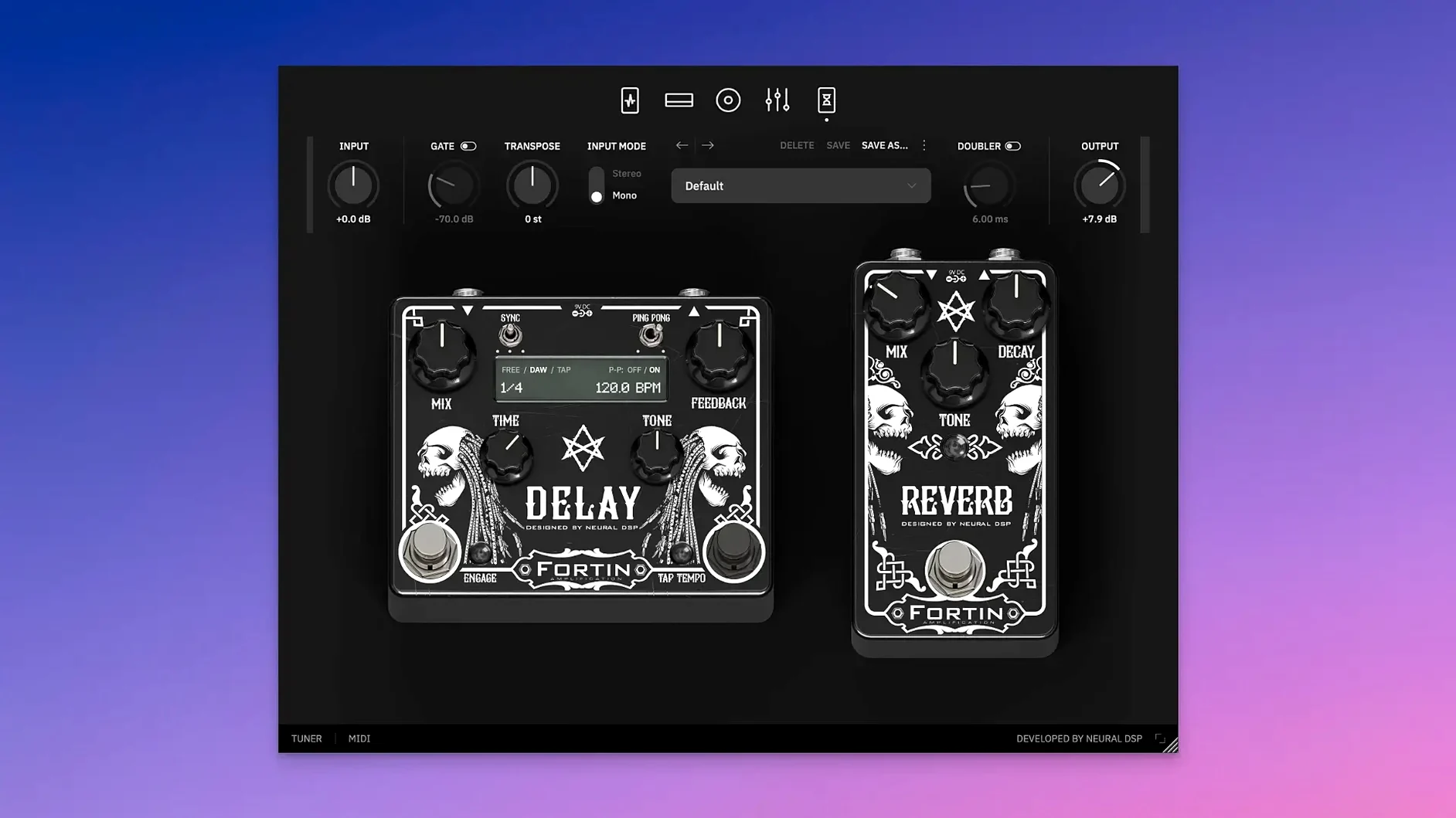 Neural DSP Fortin Nameless Suite X toolbar view 5