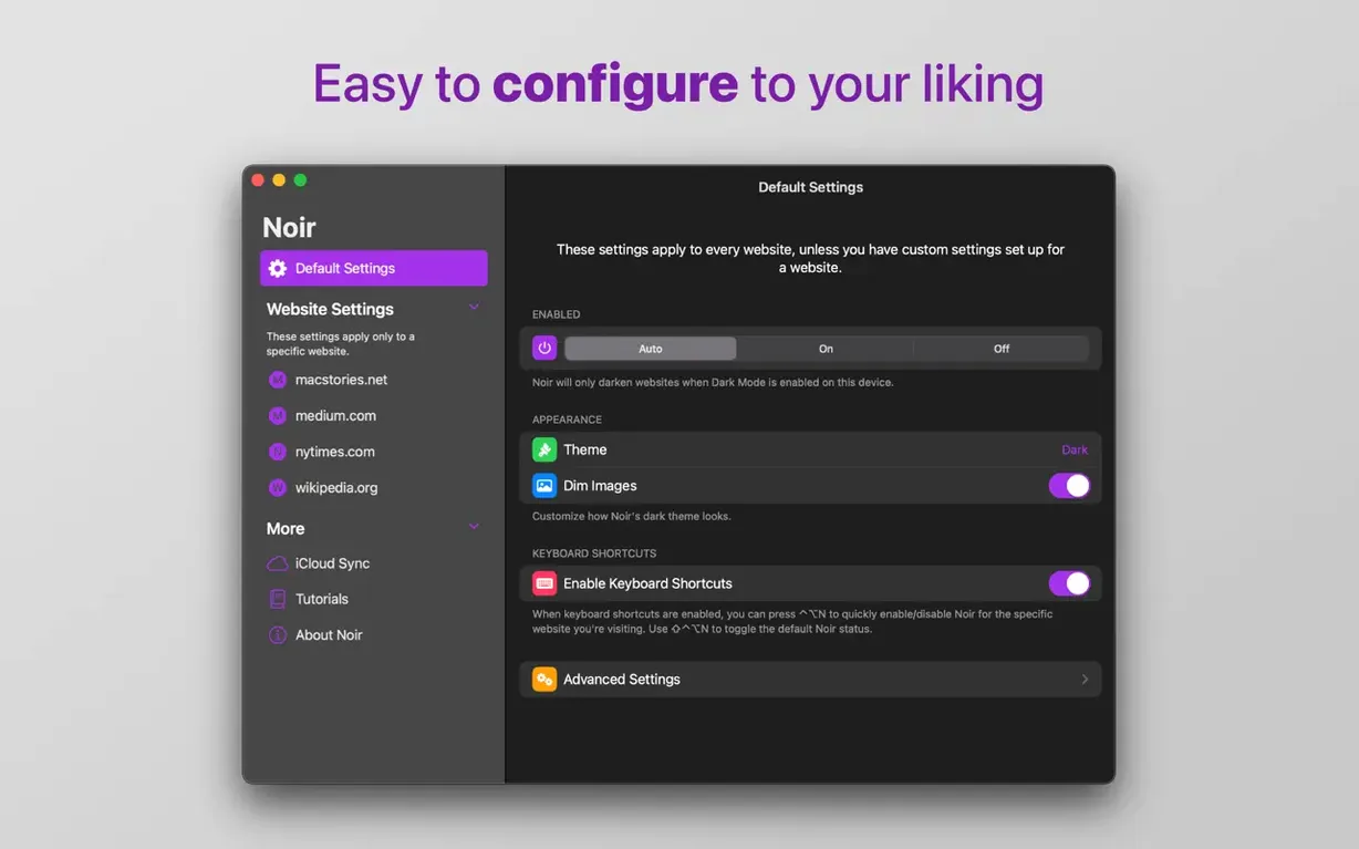 Noir — tour 3 Noir toolbar view 3