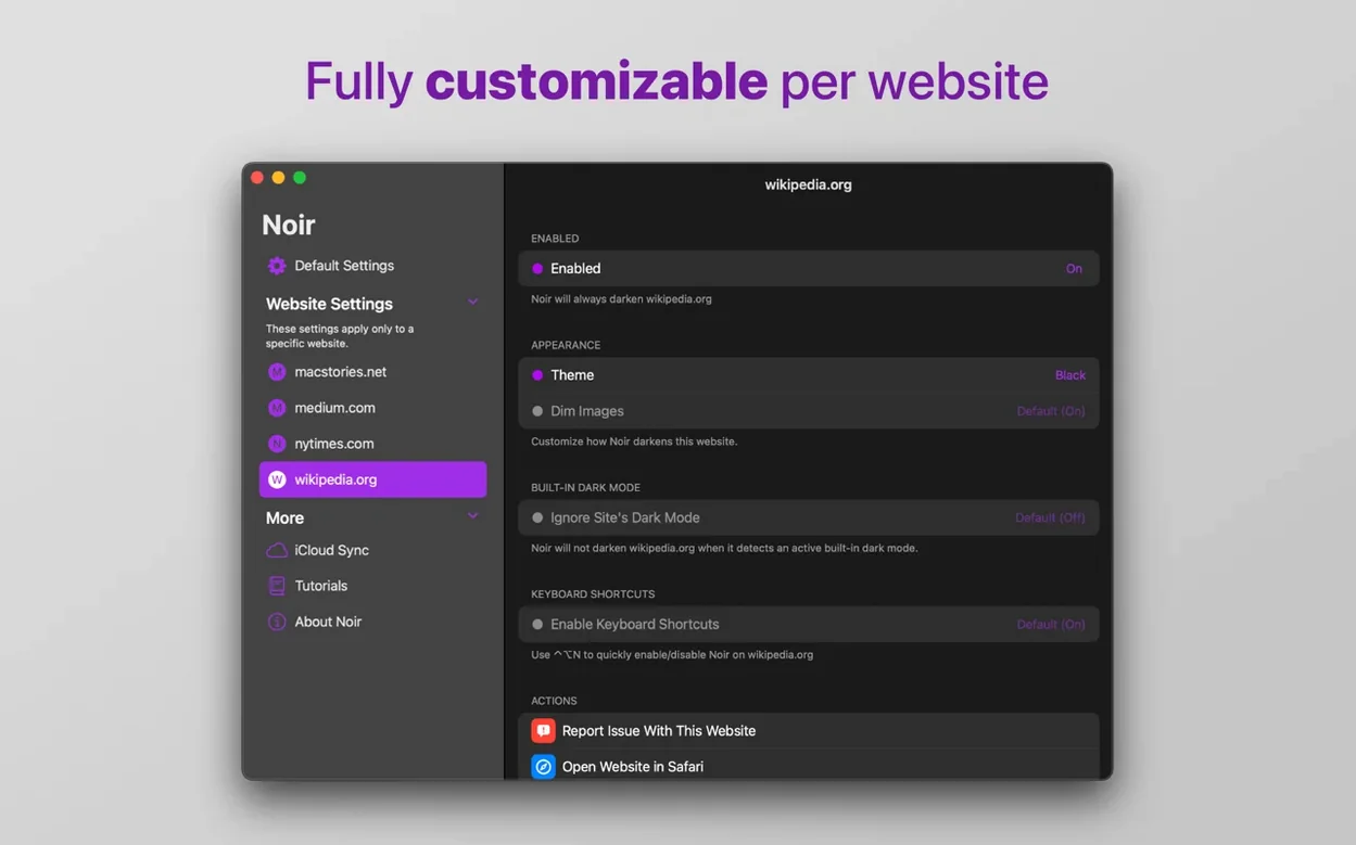 Noir — tour 4 Noir toolbar view 4