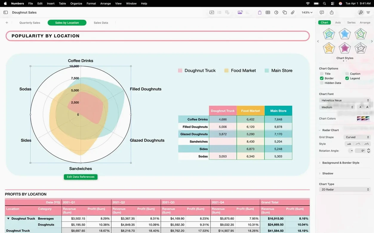 Numbers Creator Studio toolbar view 4