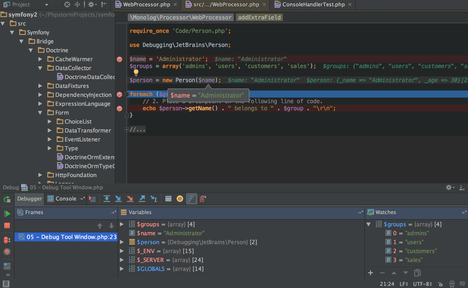 PhpStorm — tour 2 PhpStorm toolbar view 2