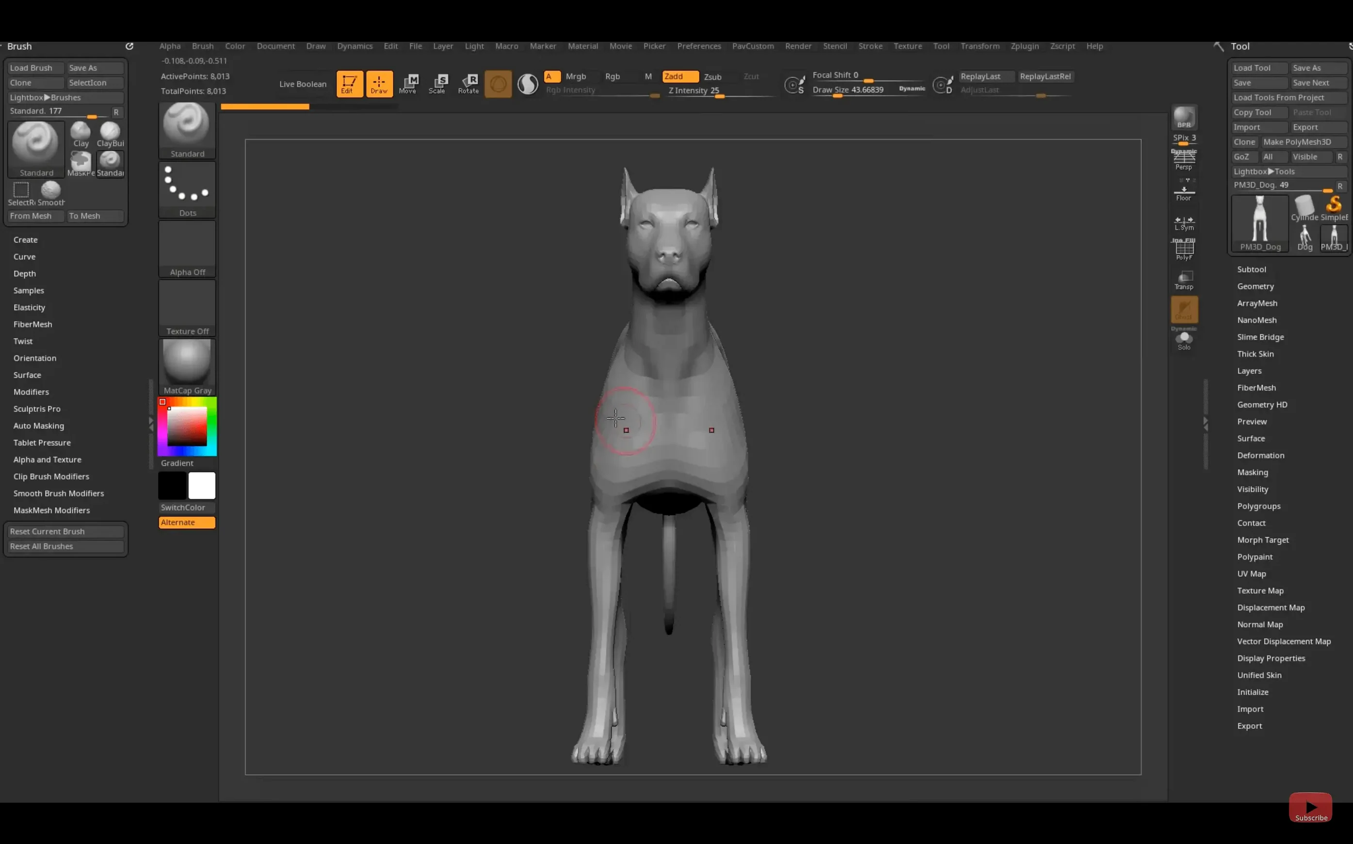 Pixologic Zbrush toolbar view 2
