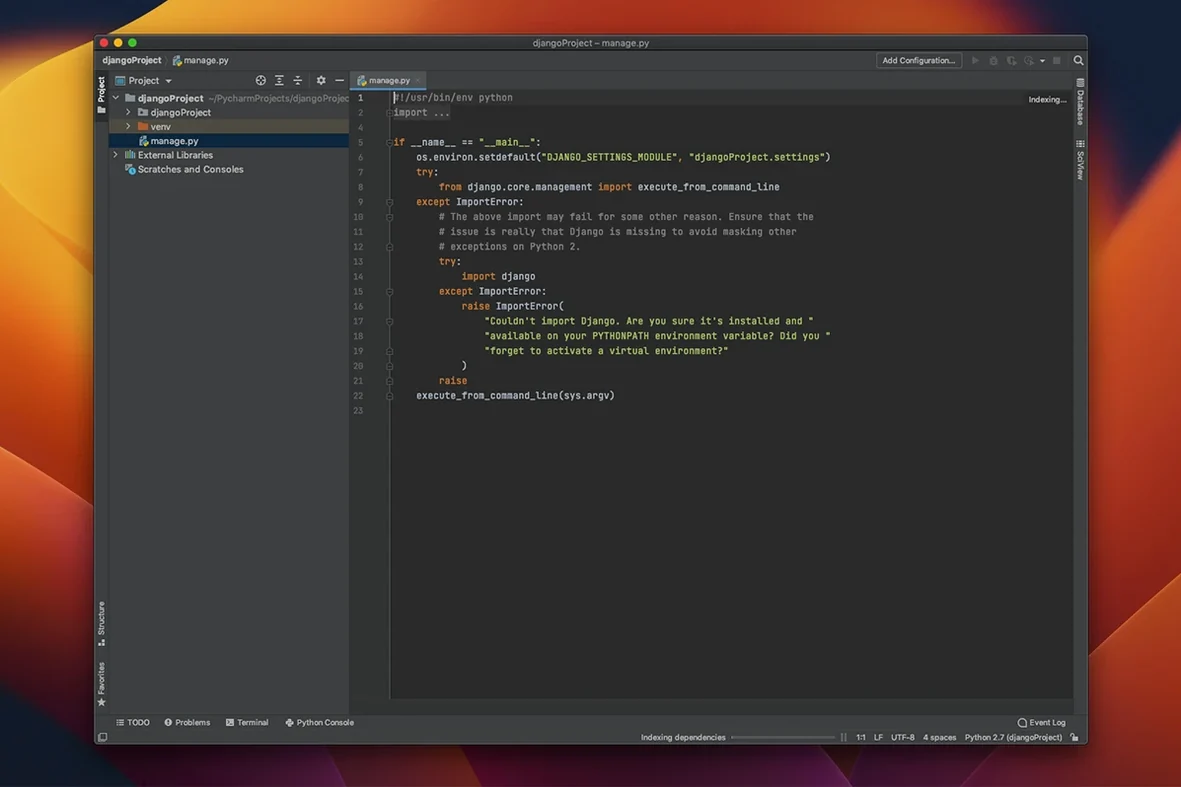 PyCharm — tour 1 download pycharm for mac: workspace view