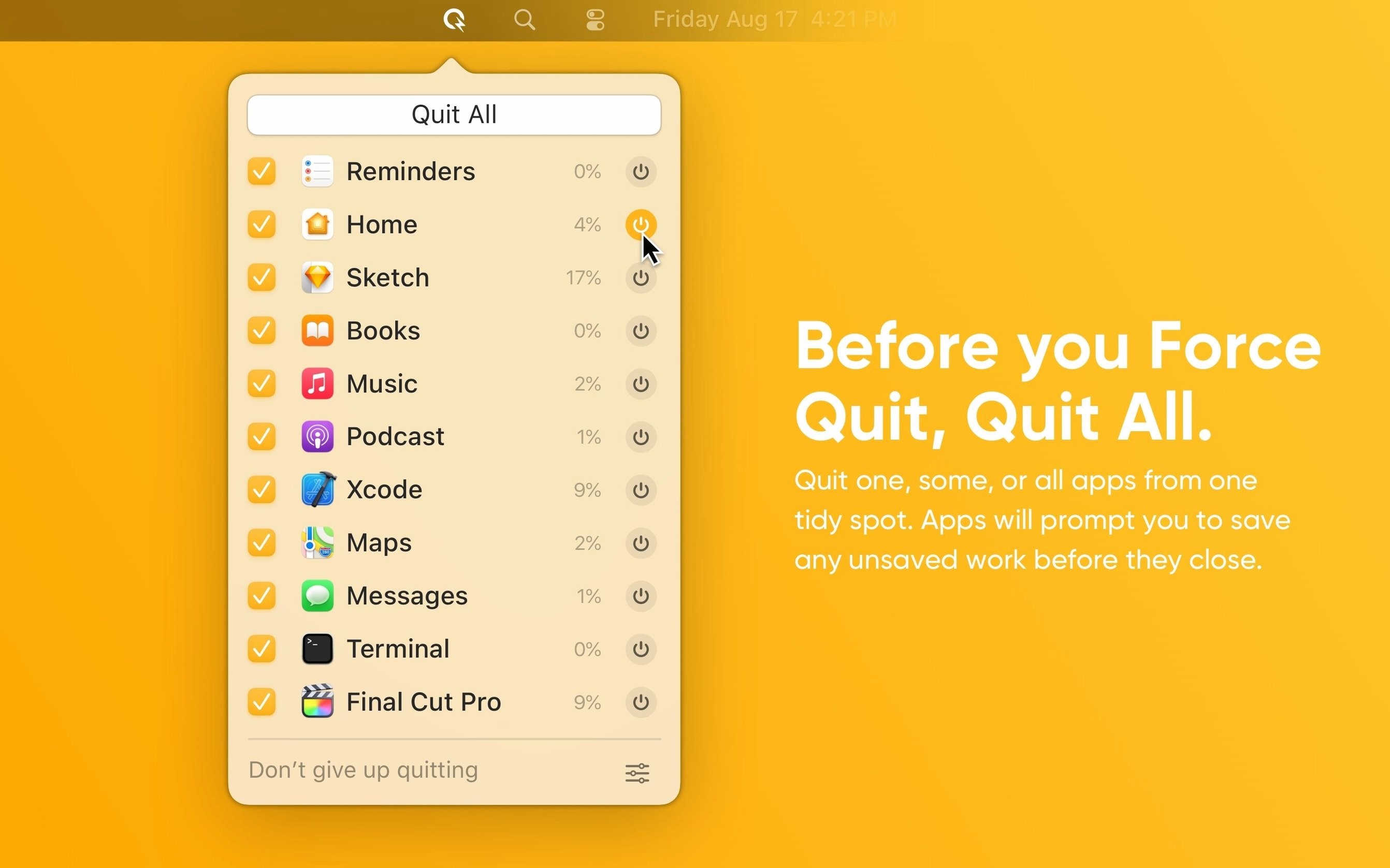 Quit All image 1 of 5 Quit All 1.3.6: quit all crack mac