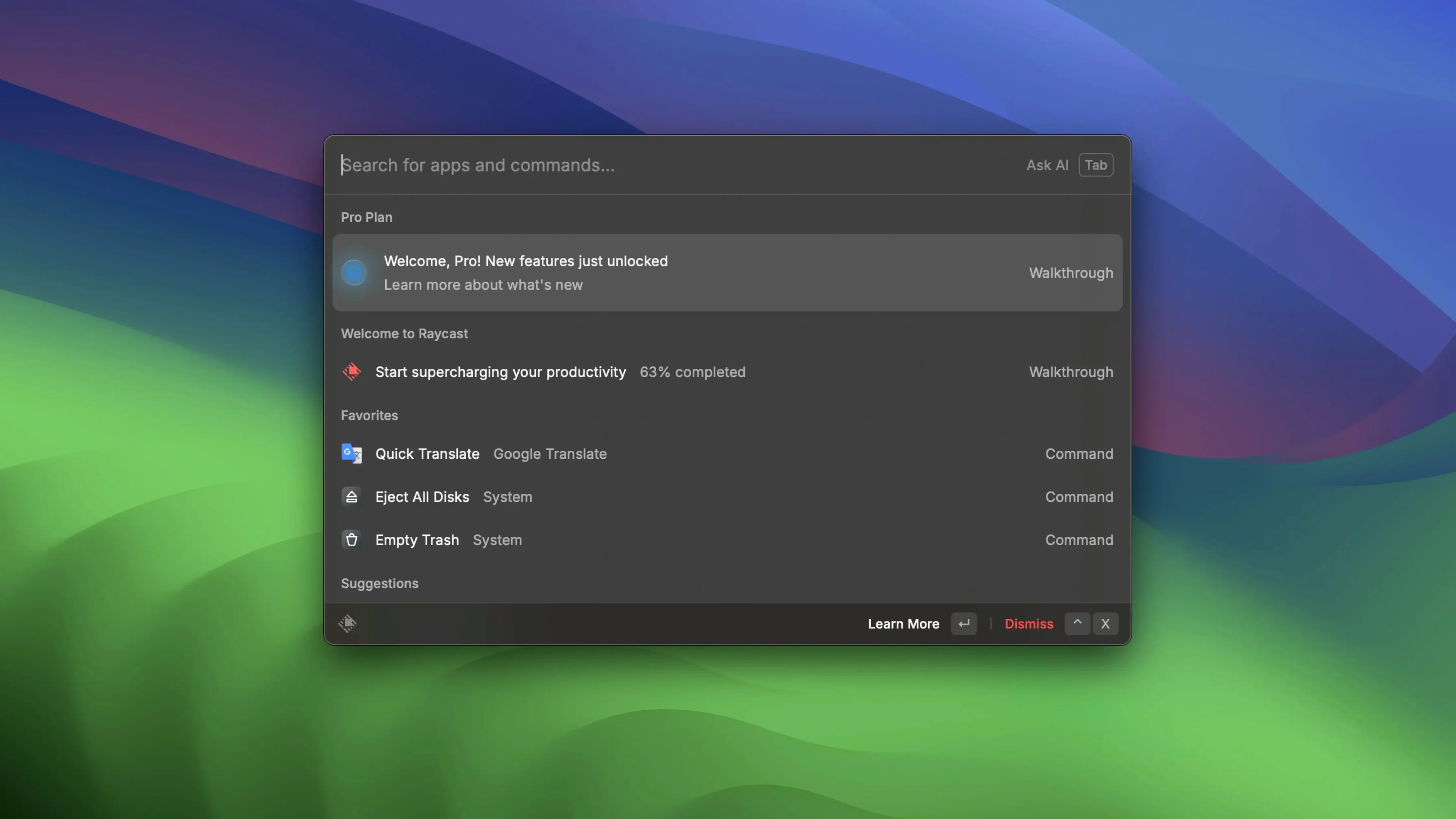 Raycast Pro — tour 1 Raycast Pro 2.5.1.0: raycast dmg