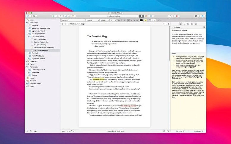 Scrivener image 1 of 4 scrivener free download mac: workspace view