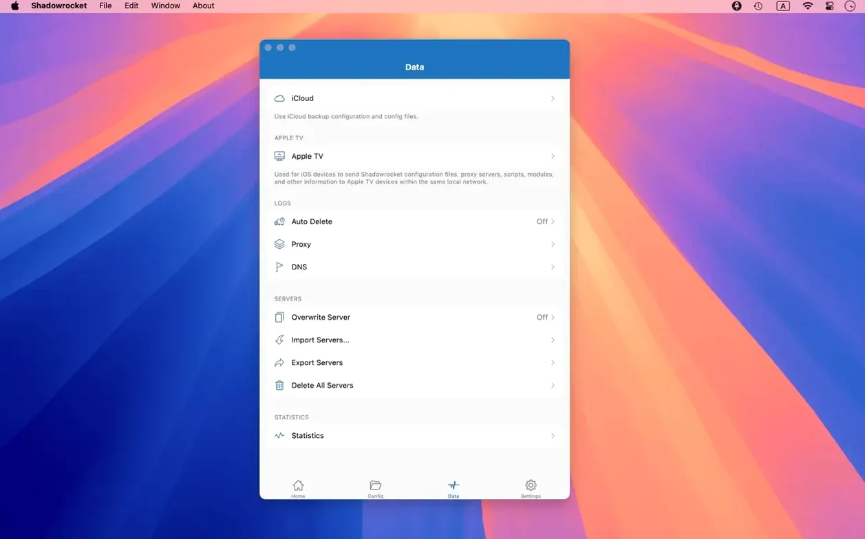 Shadowrocket — tour 5 Shadowrocket toolbar view 5