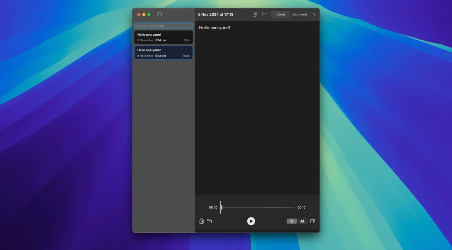 Screen 2 of superwhisper