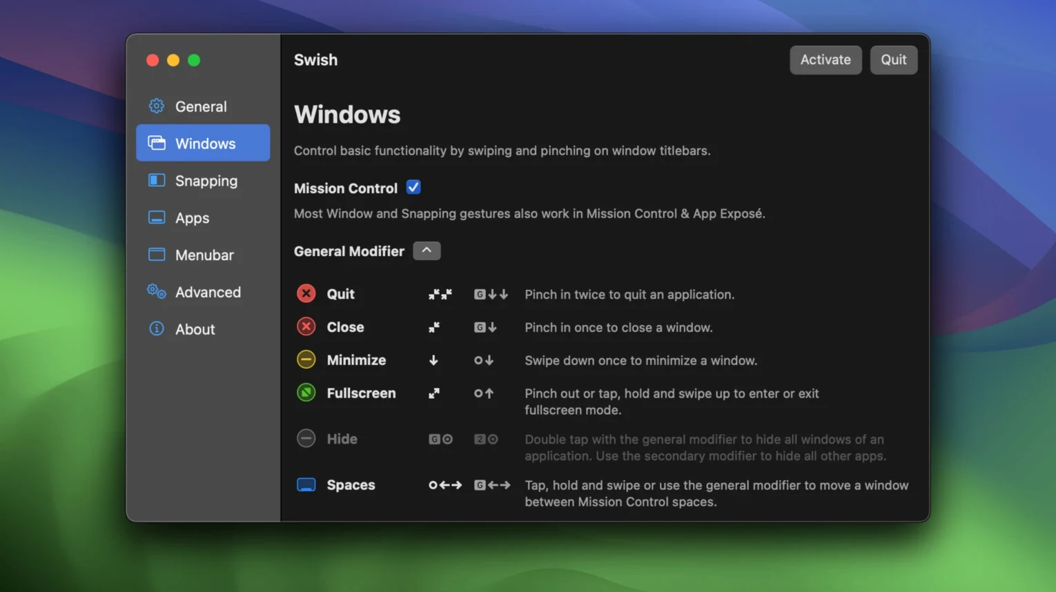 Swish — tour 2 Swish toolbar view 2