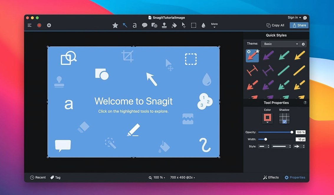 TechSmith Snagit image 1 of 4 snagit download mac: workspace view