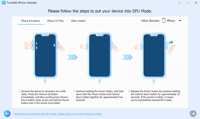 TunesKit iPhone Unlocker — tour 2 TunesKit iPhone Unlocker toolbar view 2