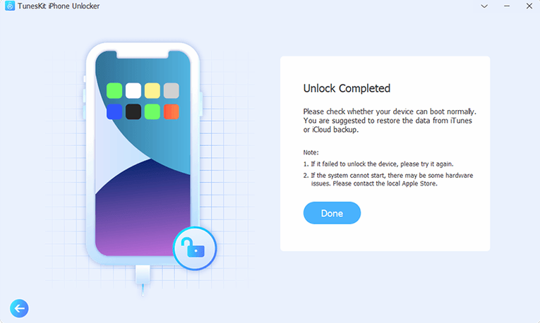TunesKit iPhone Unlocker — tour 4 TunesKit iPhone Unlocker toolbar view 4