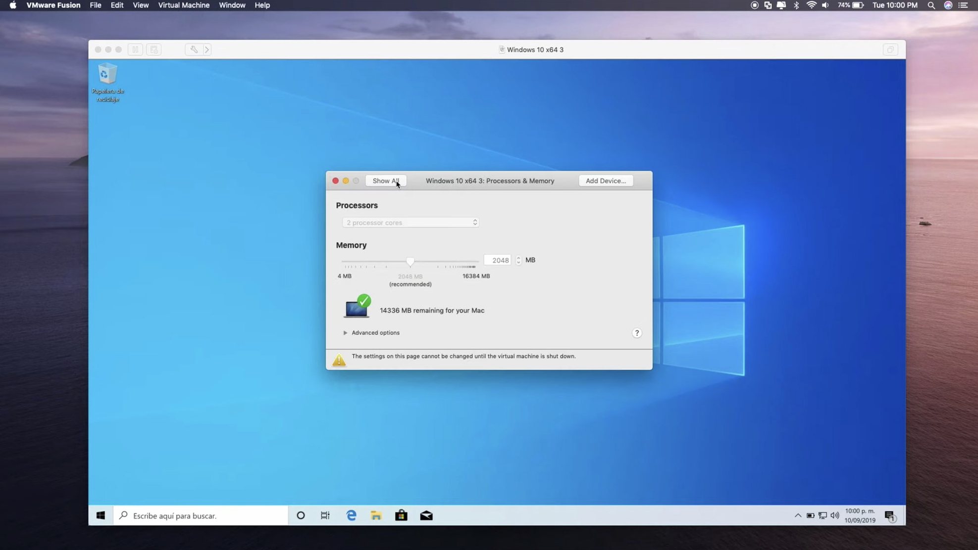 VMware Fusion Pro toolbar view 3