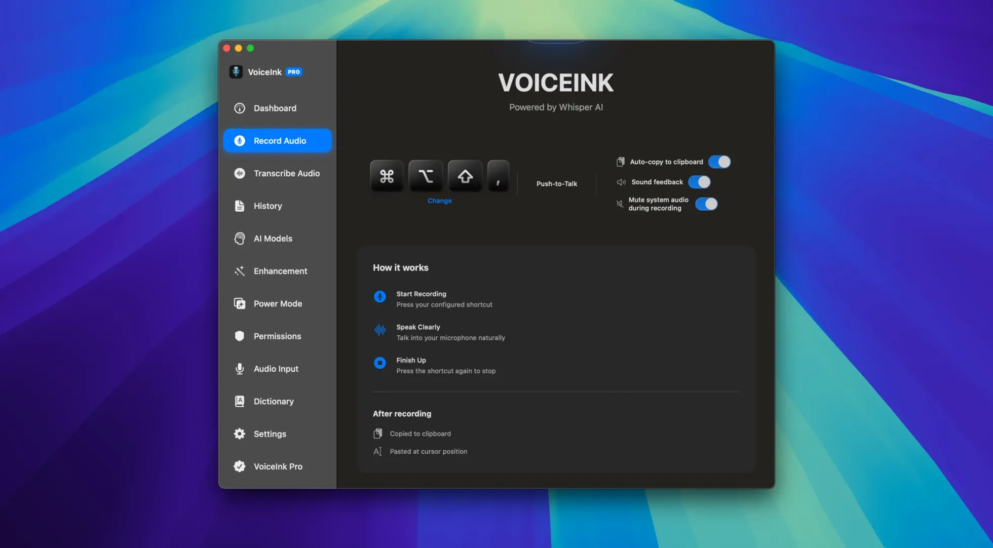 VoiceInk image 1 of 2 VoiceInk 1.74: voiceink crack mac