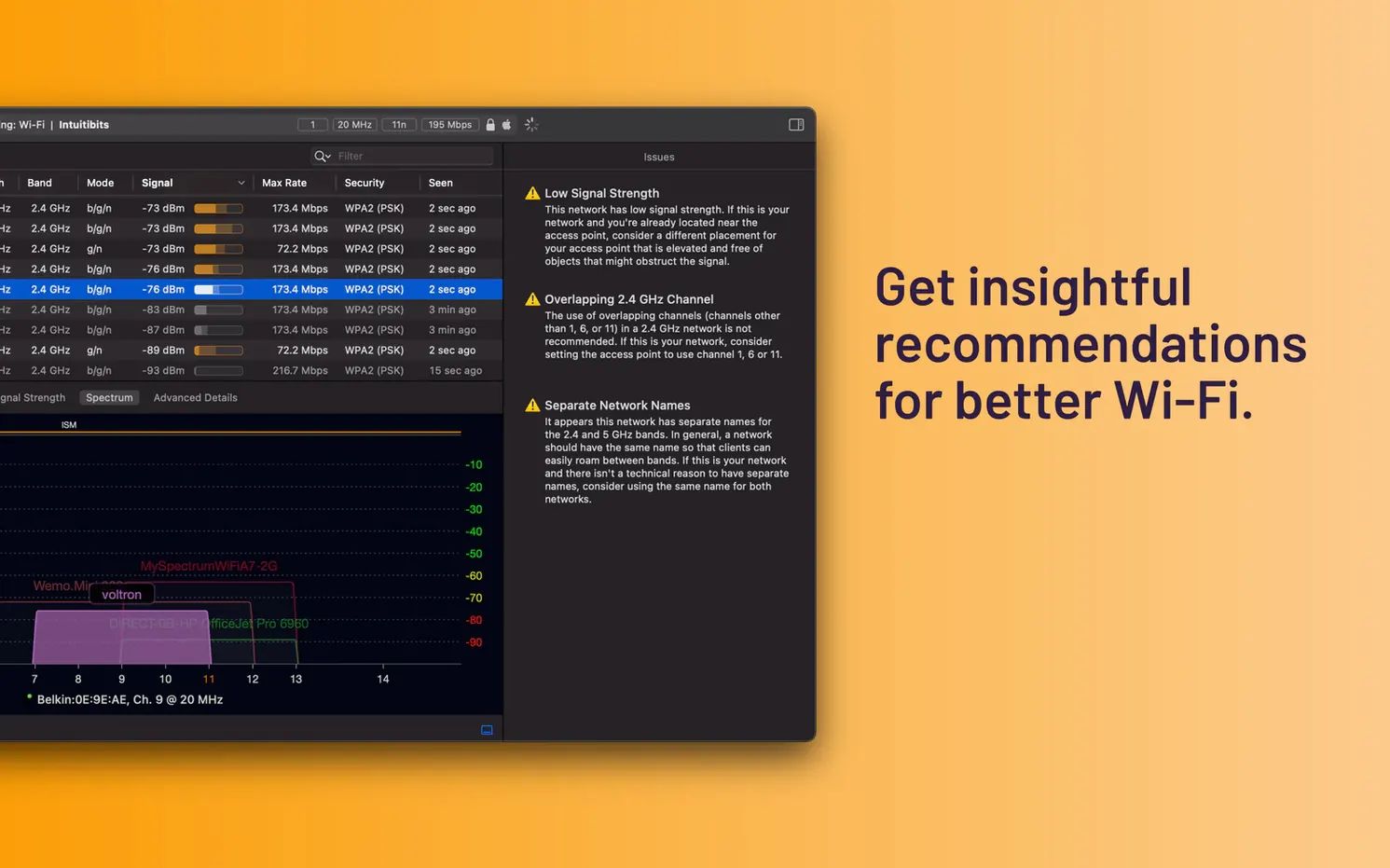 WiFi Explorer Pro 3 — tour 3 WiFi Explorer Pro 3 toolbar view 3