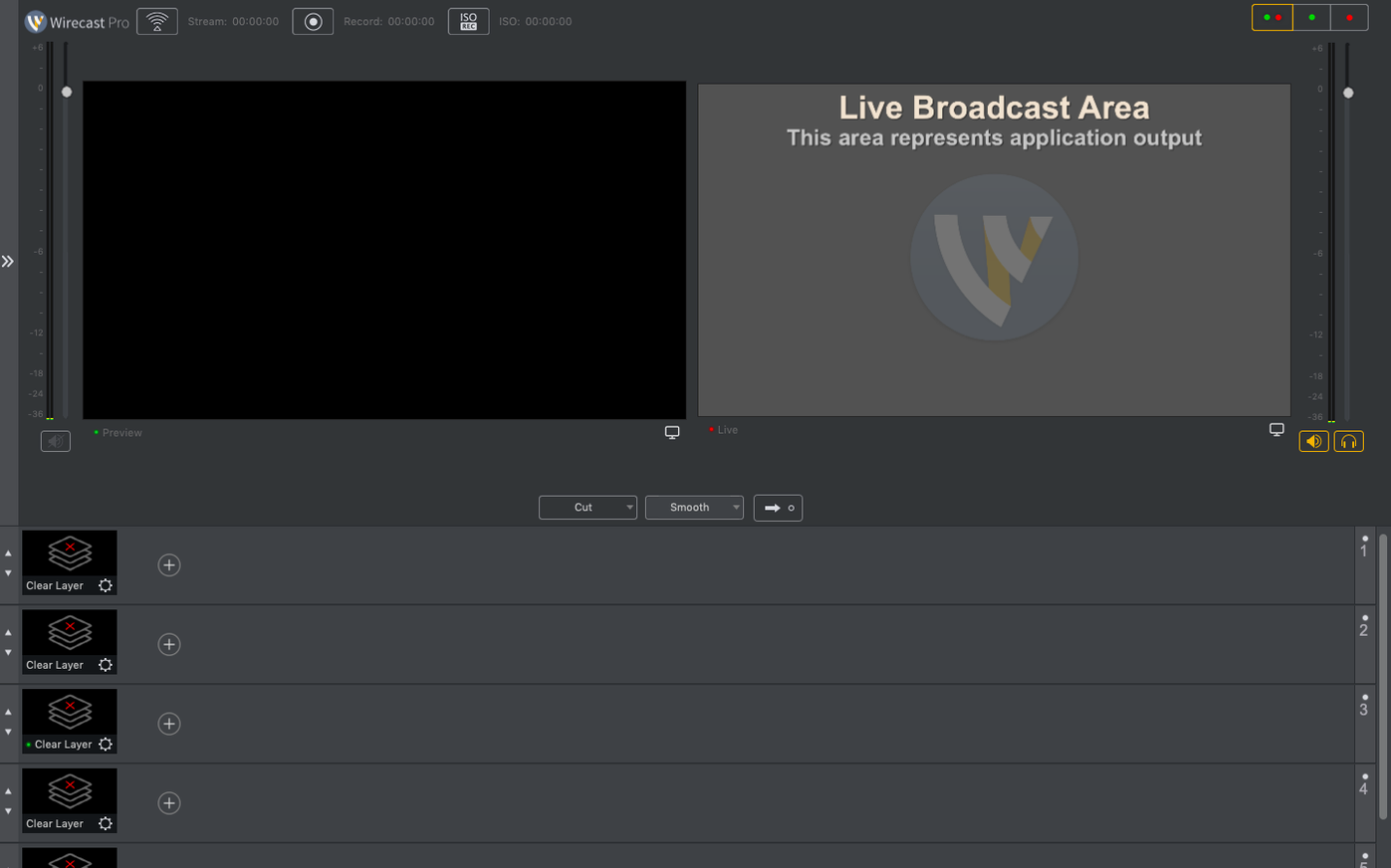 Wirecast Pro — tour 1 wirecast: workspace view