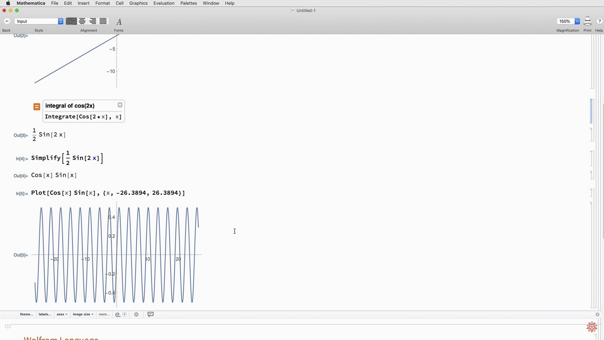 Wolfram Mathematica toolbar view 2
